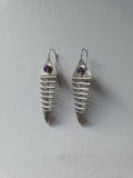 Handmade Sterling Silver & Amethyst Fish Bone Earrings