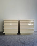 1980s post modern cream lacquer bedsides