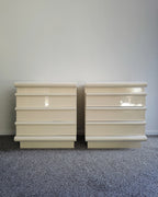 1980s post modern cream lacquer bedsides