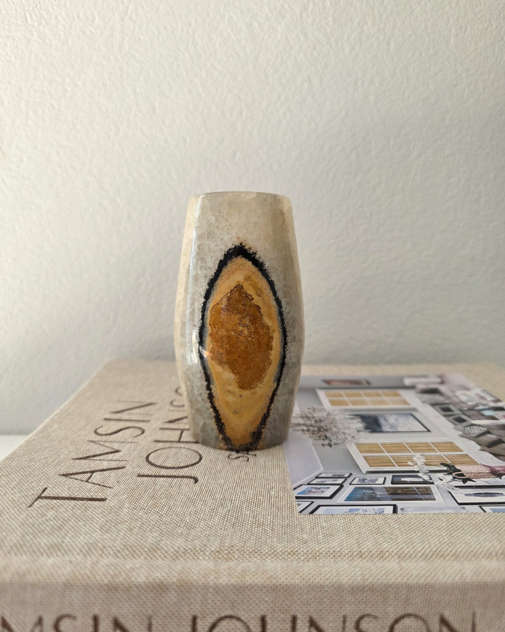Mid Century Natural Stone Vase/Candle Holder