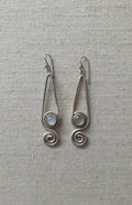 1990s metal scroll earrings with stone inserts