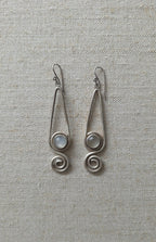 1990s metal scroll earrings with stone inserts