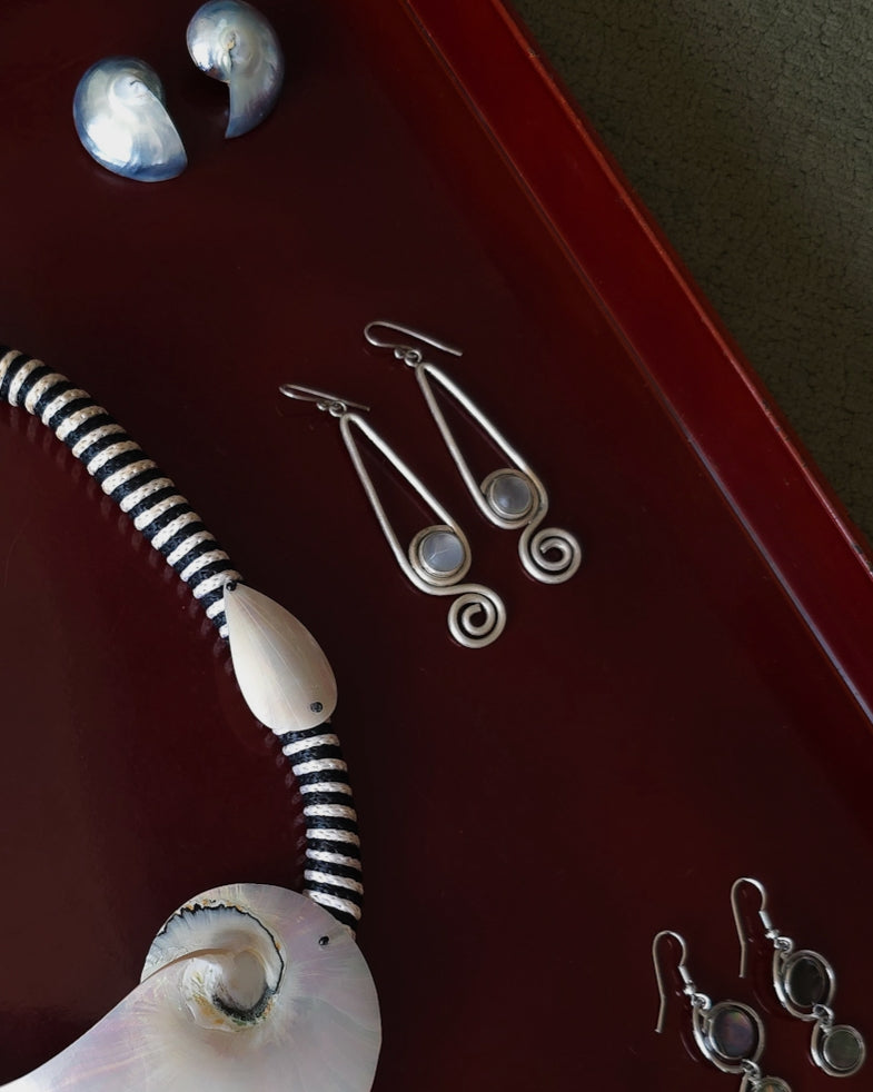 1990s metal scroll earrings with stone inserts
