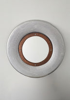 Handcrafted sculptural round convex mirror