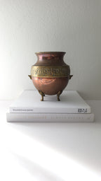 Vintage copper and brass footed vessel
