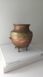 Vintage copper and brass footed vessel