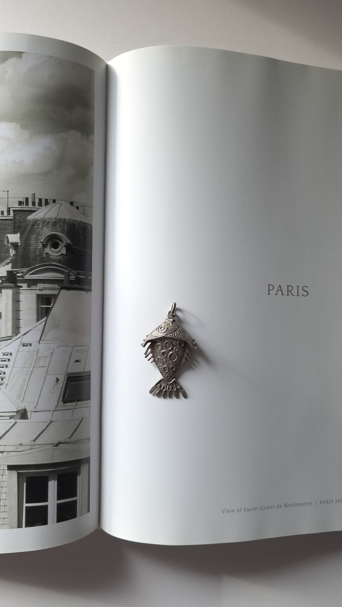 Vintage sterling silver articulated fish pendant