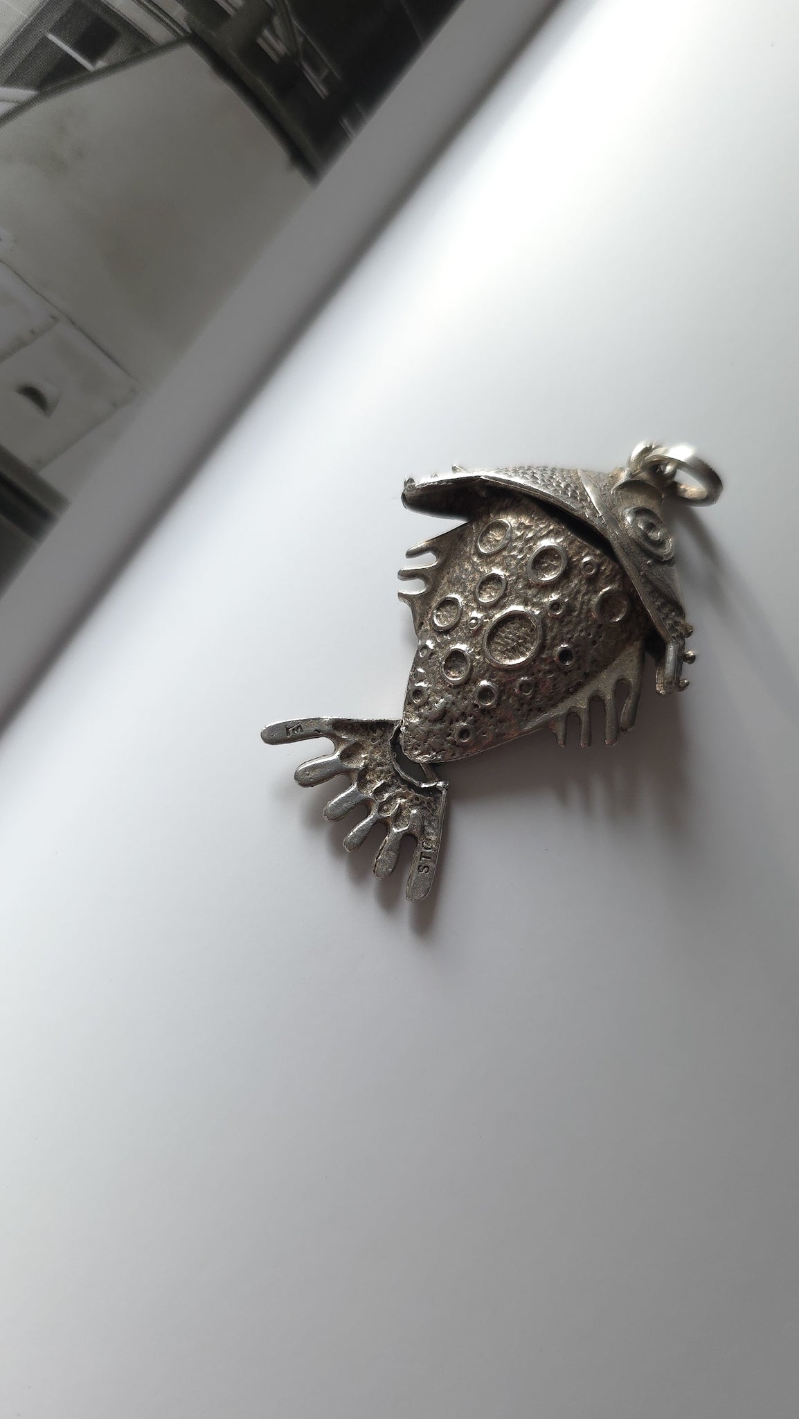 Vintage sterling silver articulated fish pendant