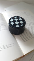 Handmade ceramic checkered trinket box
