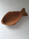 Mid century hand carved fish dish