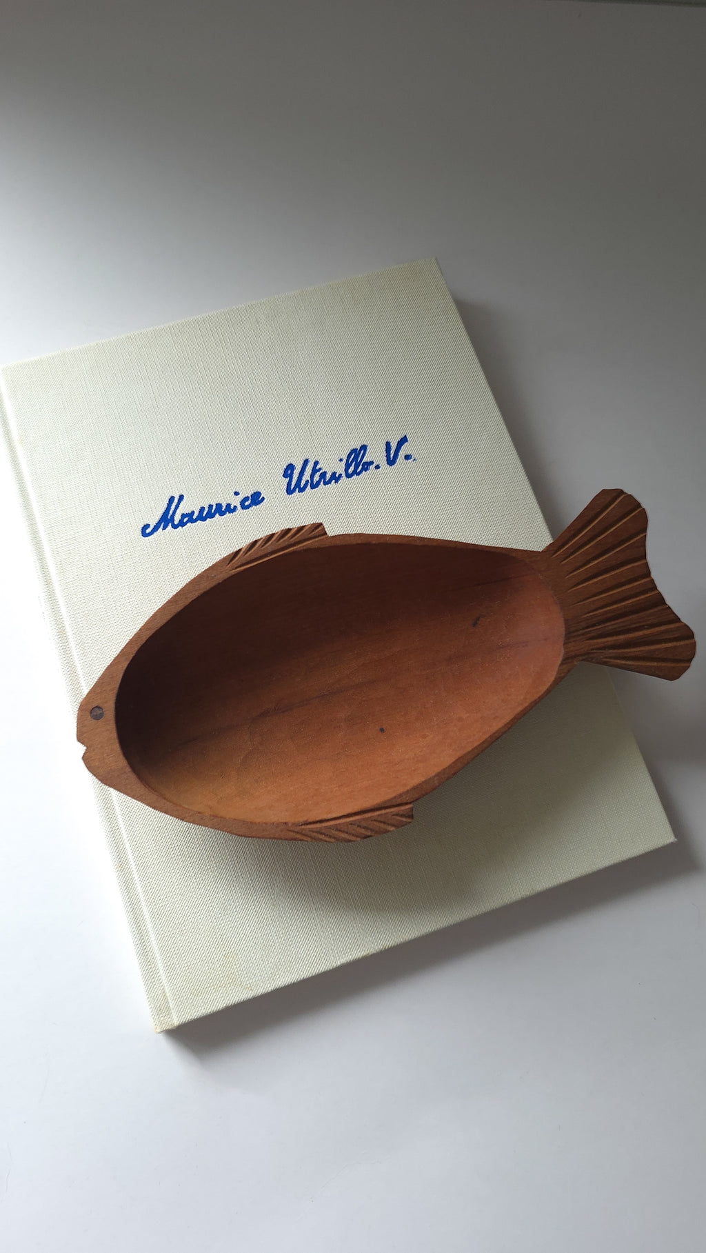 Mid century hand carved fish dish