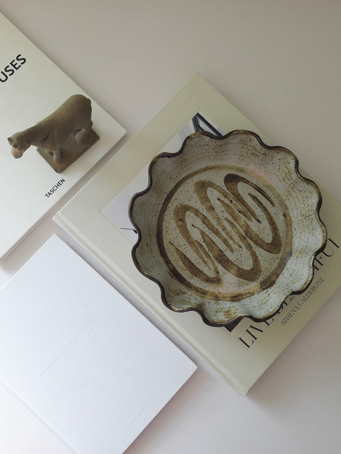 Vintage Scallope edge ceramic dish by Julie and Tim Bakker
