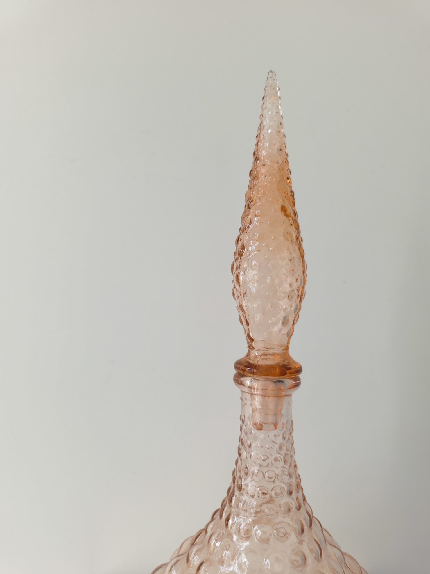 Vintage Empoli peach coloured bubble glass genie bottle