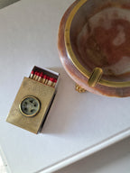 Antique Brass & Jade Matchbox Holder