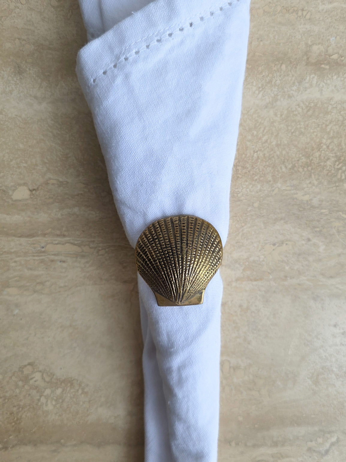 Vintage Brass Shell Napkin Rings