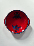 Vintage red and blue Schramberg ceramic dish