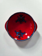 Vintage red and blue Schramberg ceramic dish