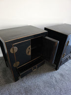 Pair of vintage black lacquer cabinets