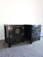 Pair of vintage black lacquer cabinets