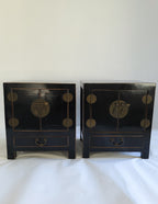 Pair of vintage black lacquer cabinets
