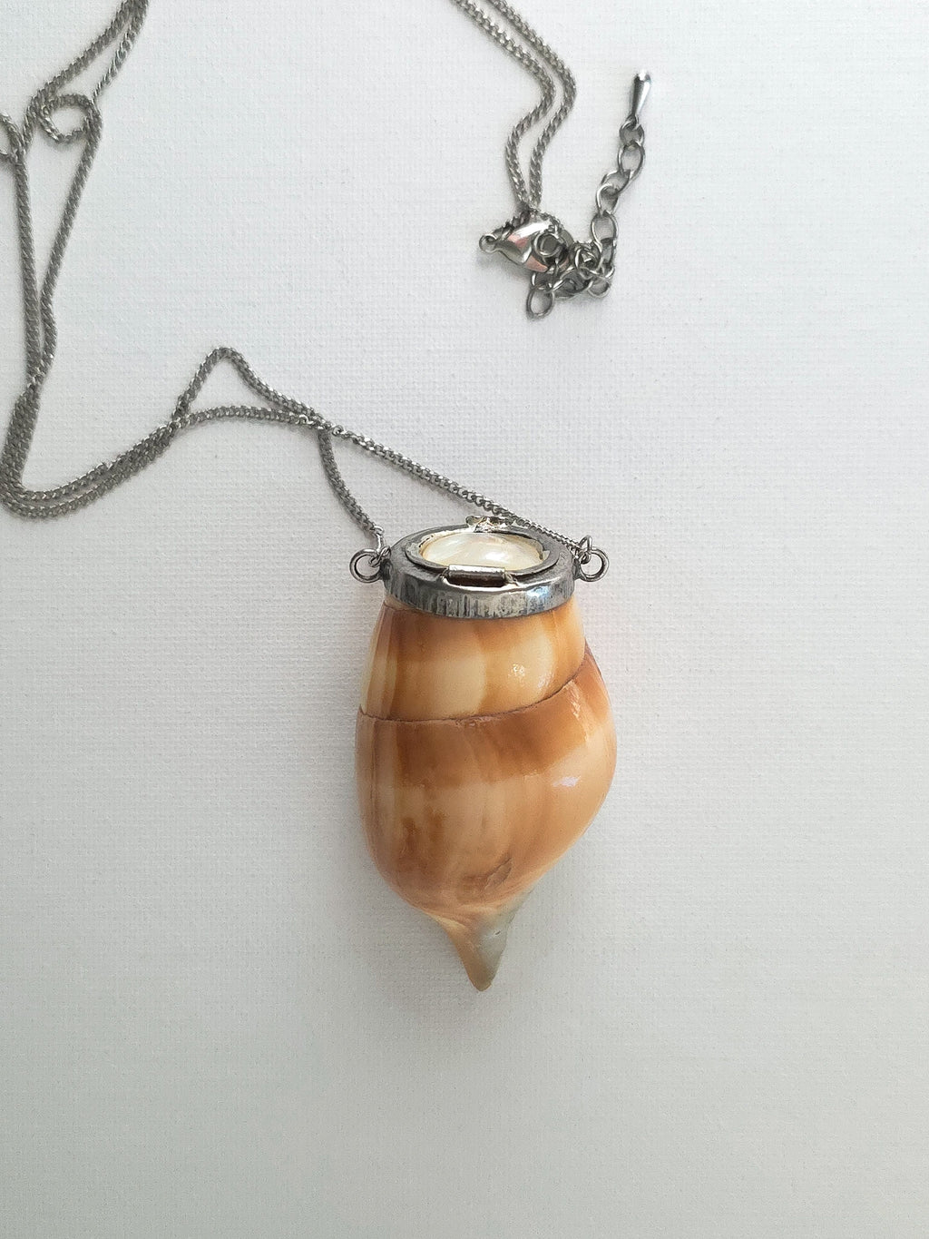 Antique natural shell & mother of pearl snuff box pendant