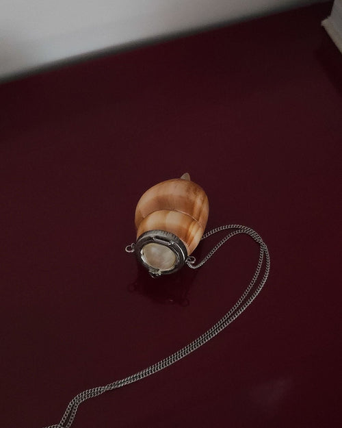 Antique natural shell & mother of pearl snuff box pendant