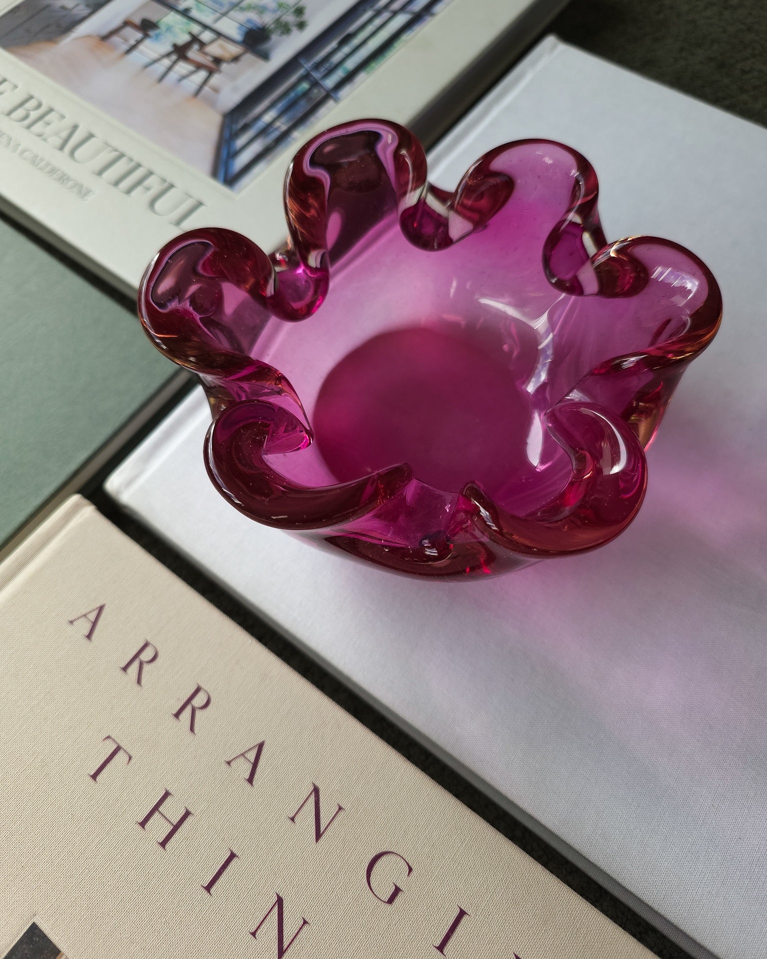 Vintage Murano Ruffled Glass Catchall