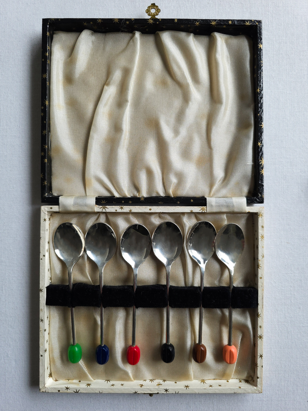 Mid century coffee spoons with coffee bean detail