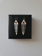 Handmade Sterling Silver & Amethyst Fish Bone Earrings
