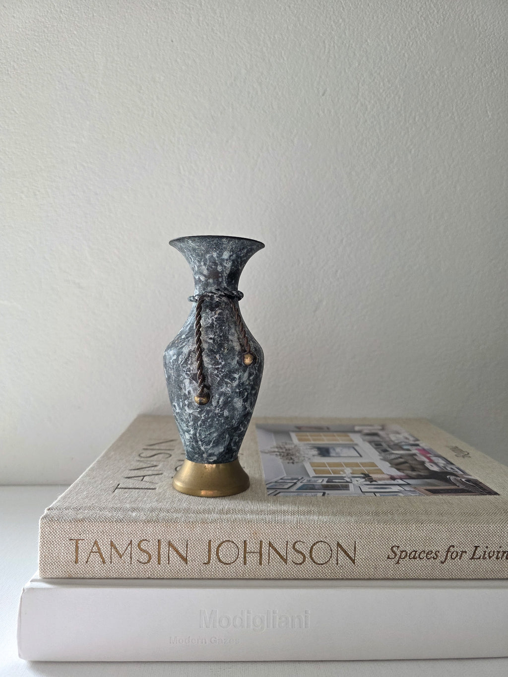 Vintage Enameled Brass Vase