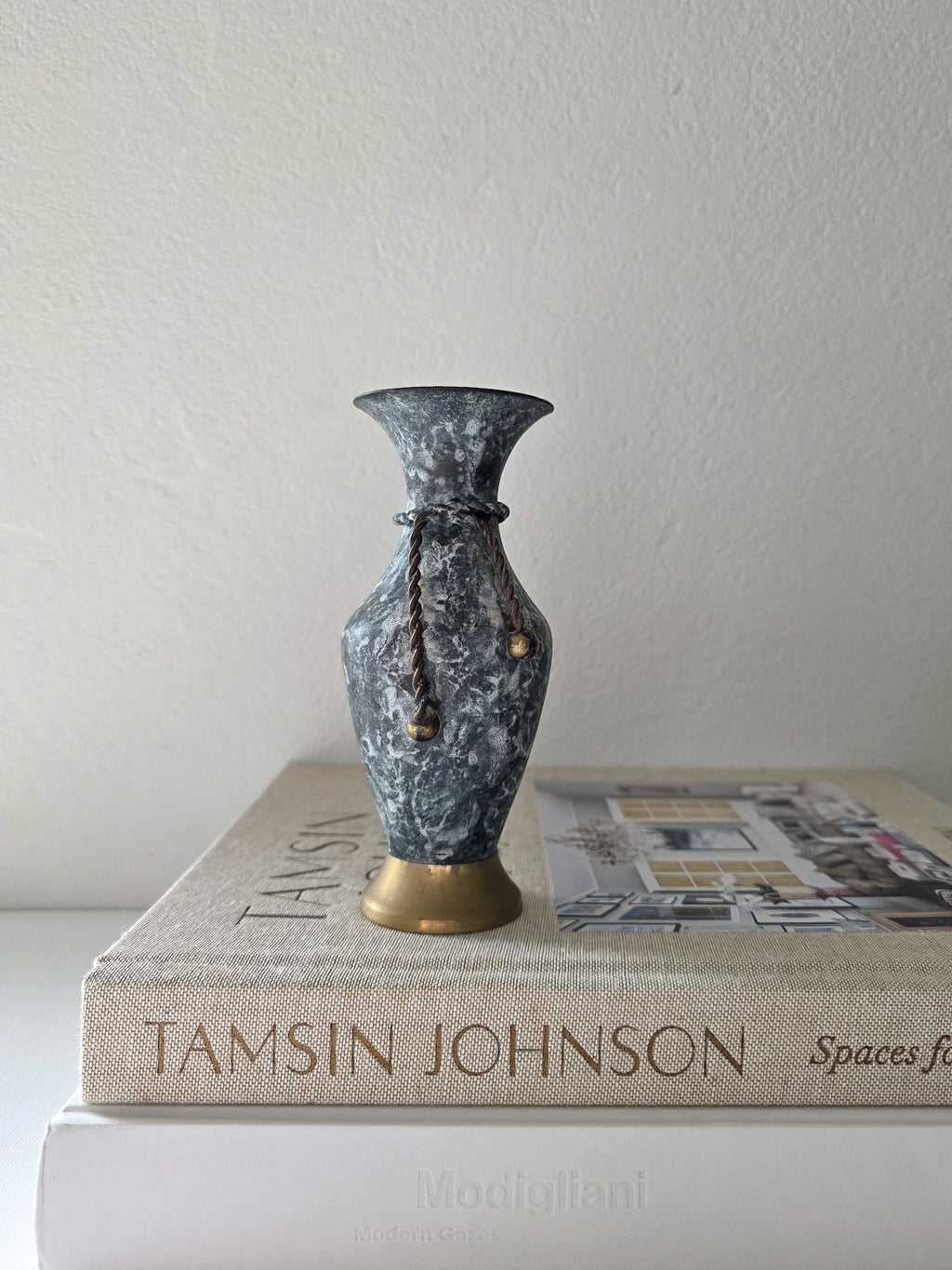 Vintage Enameled Brass Vase