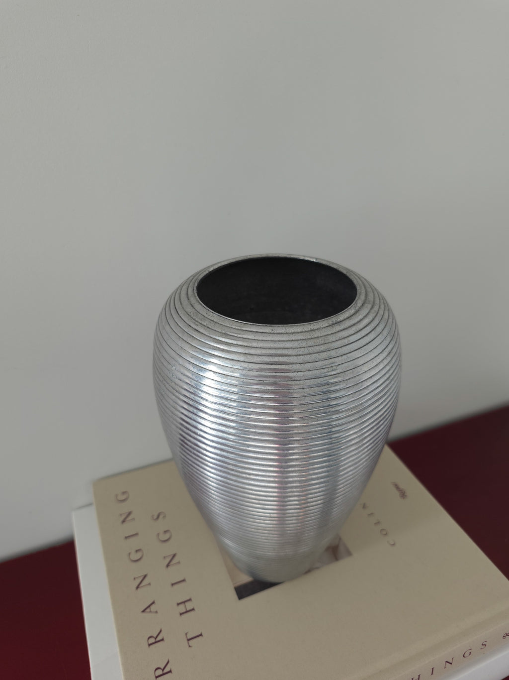 Vintage Cast Aluminium Ribbed Vase