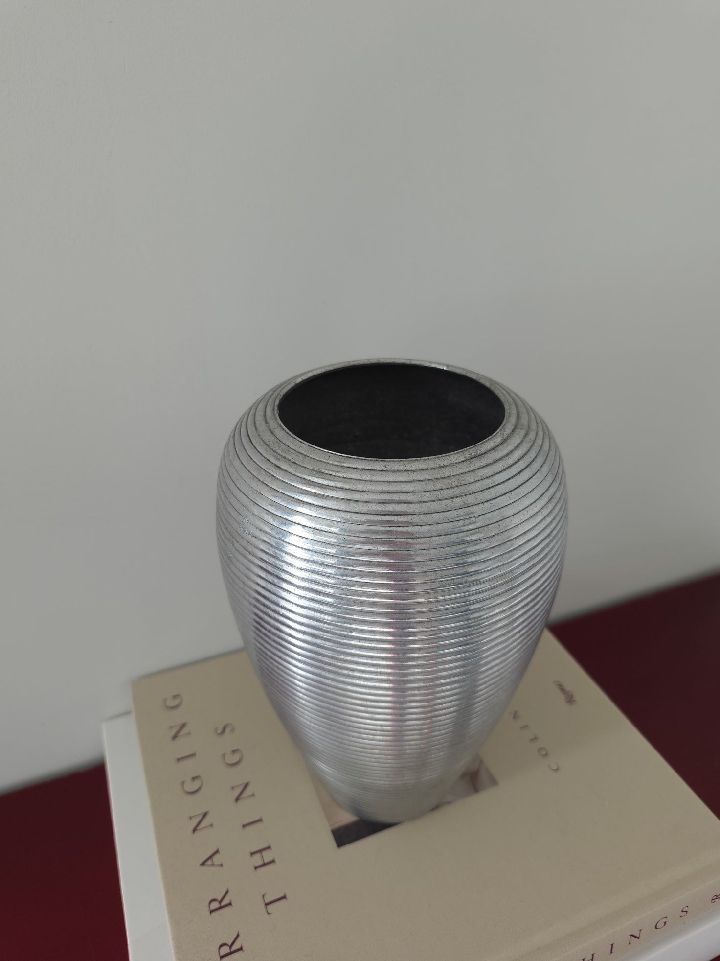 Vintage Cast Aluminium Ribbed Vase