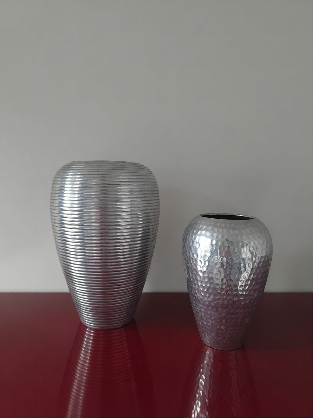 Vintage Cast Aluminium Ribbed Vase