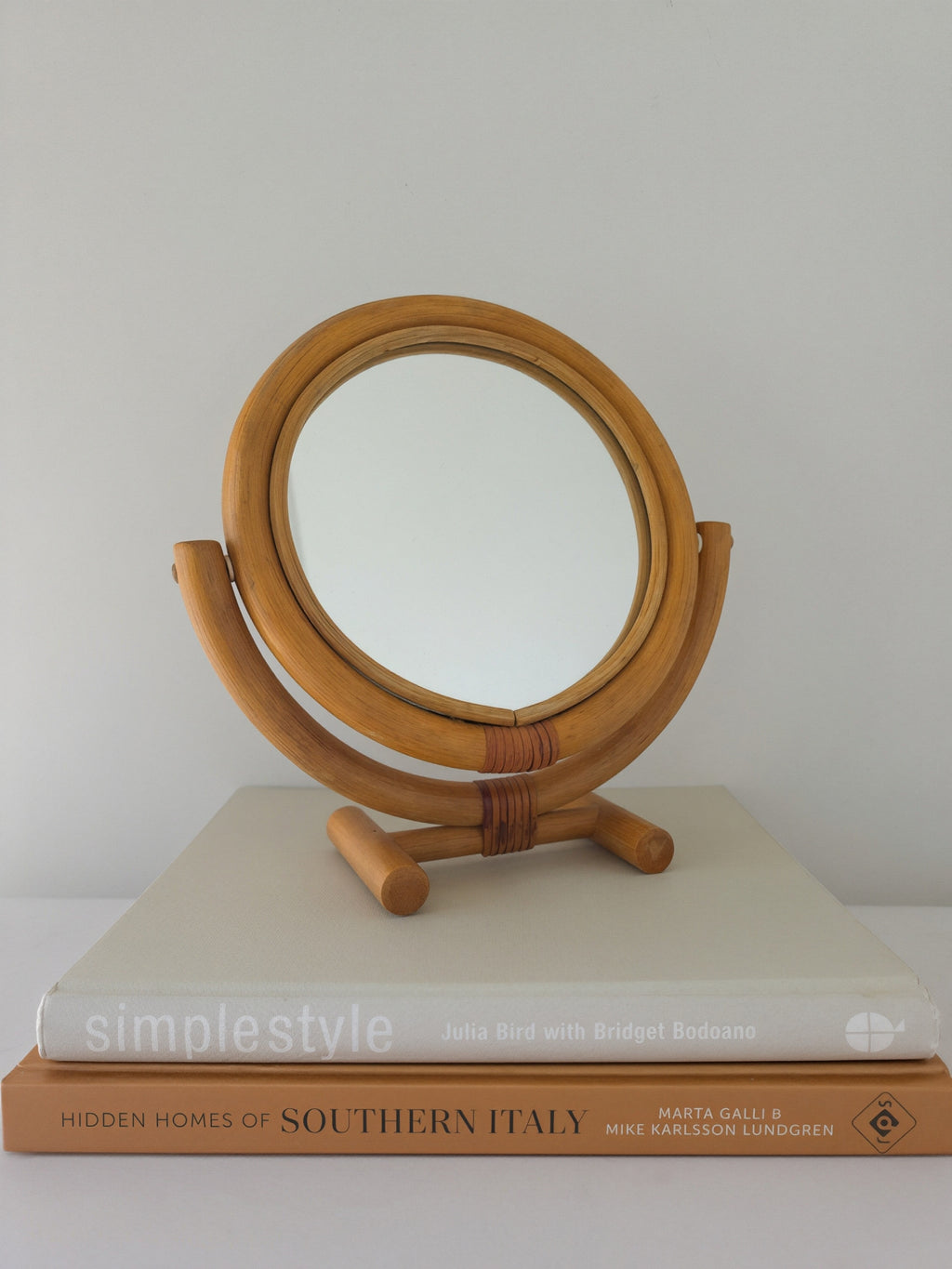 Vintage 1970s Cane Vanity Mirror