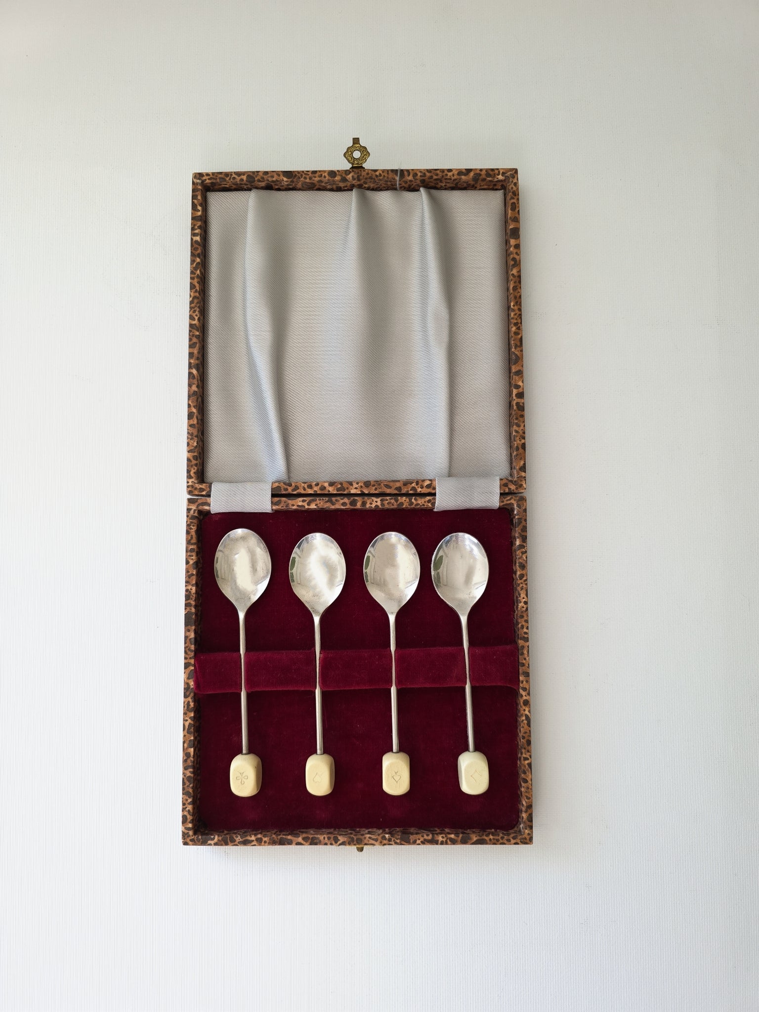Antique Silver Plate Card Suit Coffee Spoons