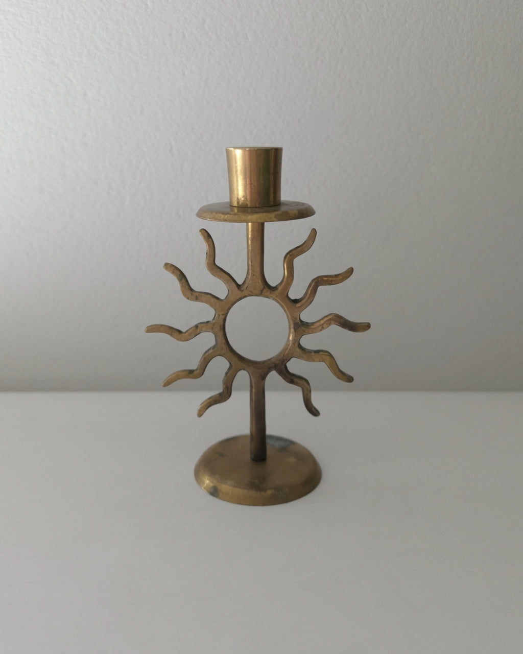 Vintage Brass Celestial Candle Holder