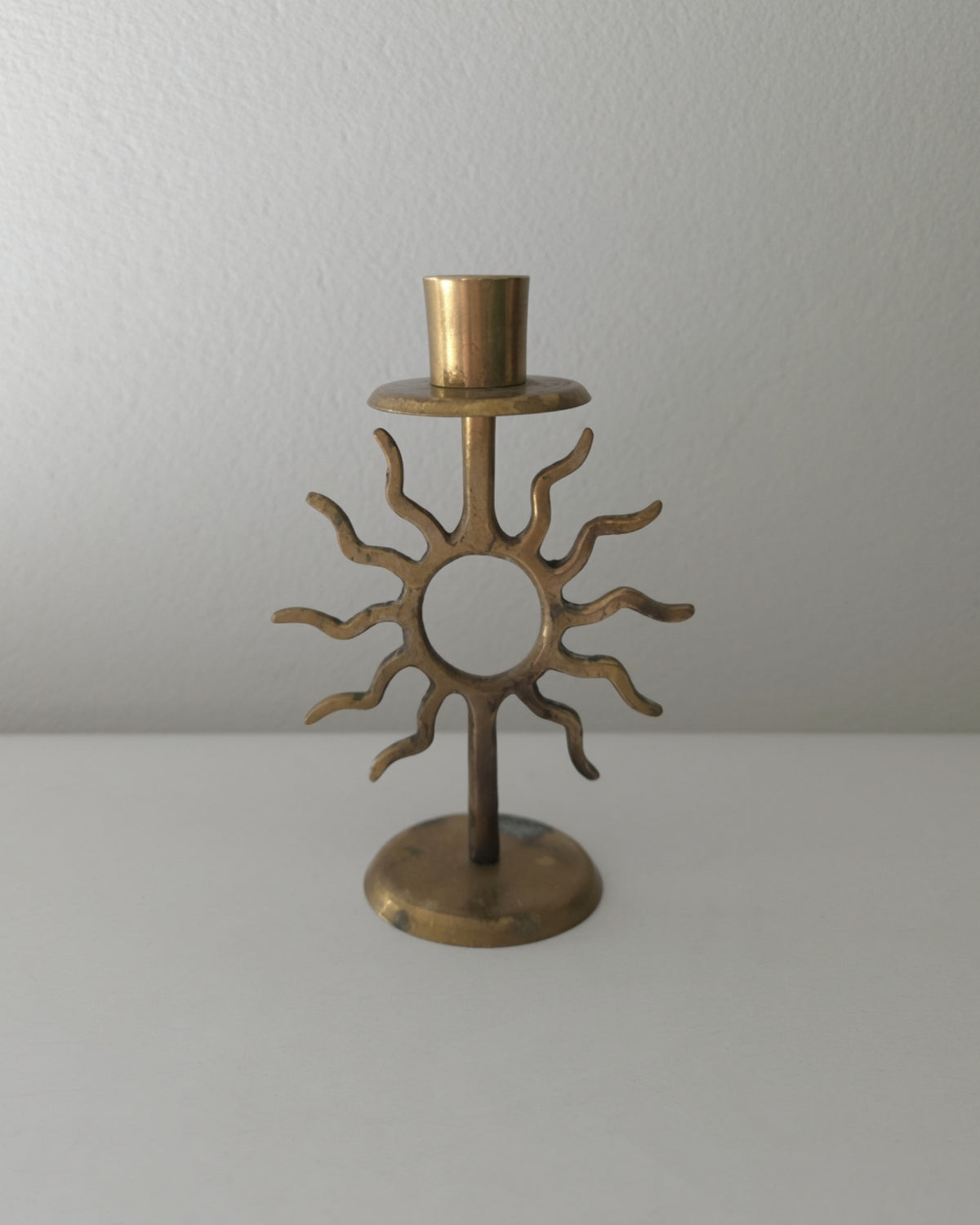 Vintage Brass Celestial Candle Holder