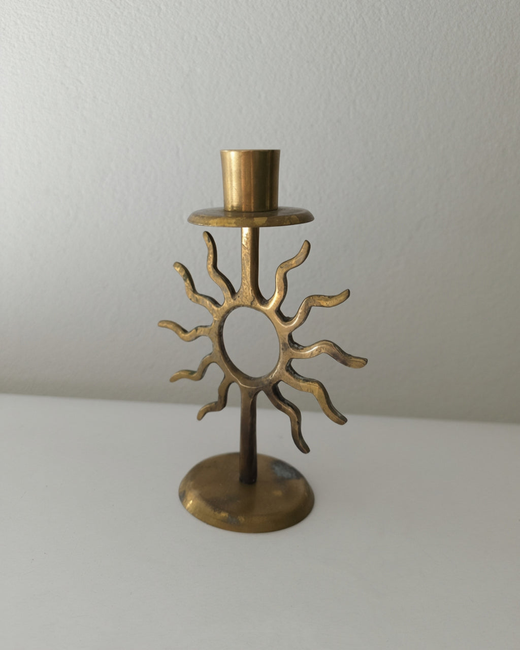 Vintage Brass Celestial Candle Holder