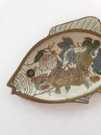 Vintage brass and enamel fish catchall