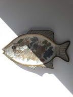 Vintage brass and enamel fish catchall