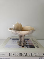 Italian Alabaster Pedestal Bowl with Alabaster Apple and Banana