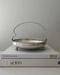 Vintage Silver Plated Basket Dish with Ball Feet & Handle