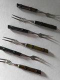 Mid Century Bamboo Aperitif Fork Set