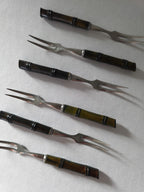 Mid Century Bamboo Aperitif Fork Set