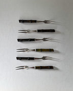 Mid Century Bamboo Aperitif Fork Set