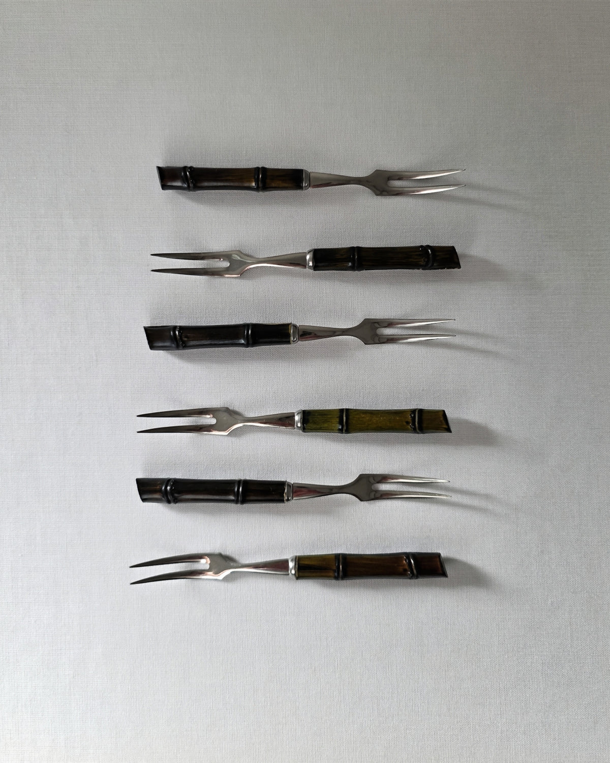 Mid Century Bamboo Aperitif Fork Set