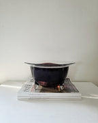 Unique Amethyst Art Glass Bowl with Tripod Feet