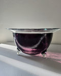 Unique Amethyst Art Glass Bowl with Tripod Feet