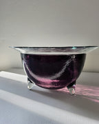 Unique Amethyst Art Glass Bowl with Tripod Feet